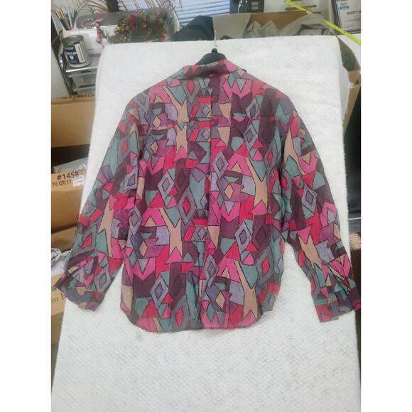 Vtg Sophisticates 100% Silk Button Down Shirt Mens M Geometric Fresh Prince Y2k - Picture 7 of 8